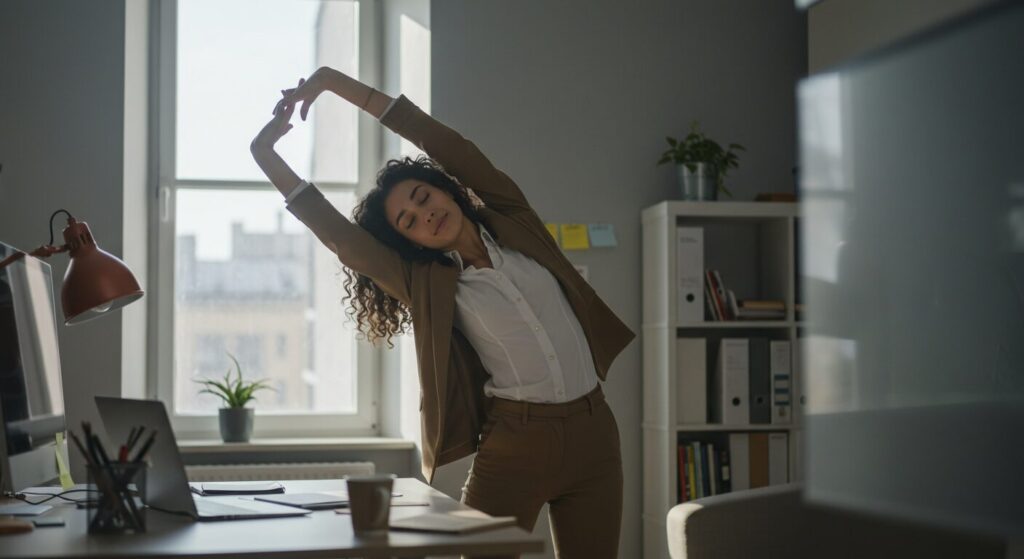 オフィスでストレッチする人のイメージ