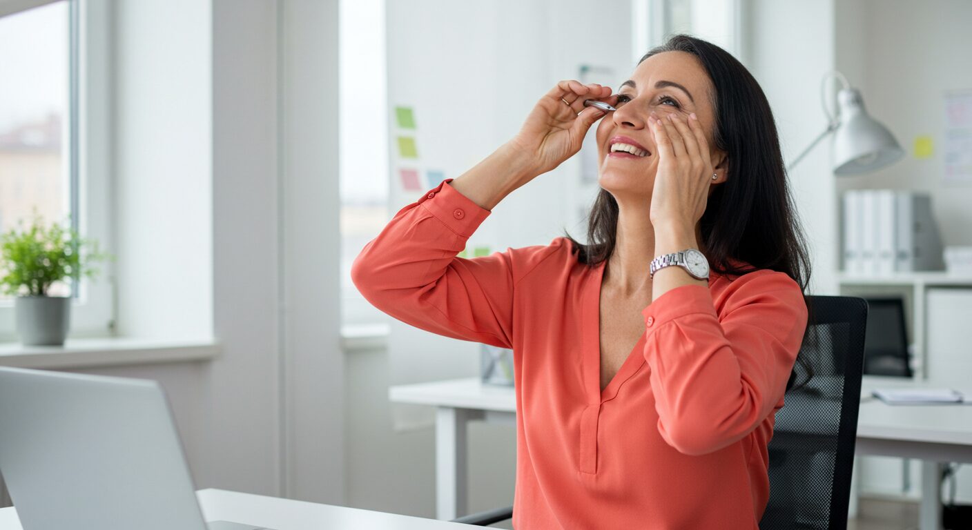 眼球を上下左右に動かす目のストレッチ