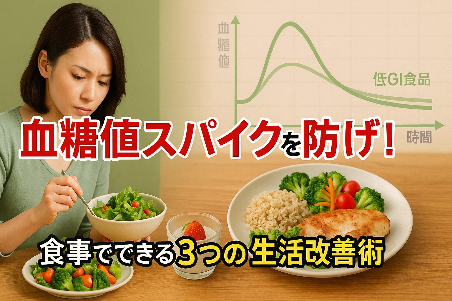 血糖値スパイクを防げ！食事でできる３つの生活改善術まとめ！